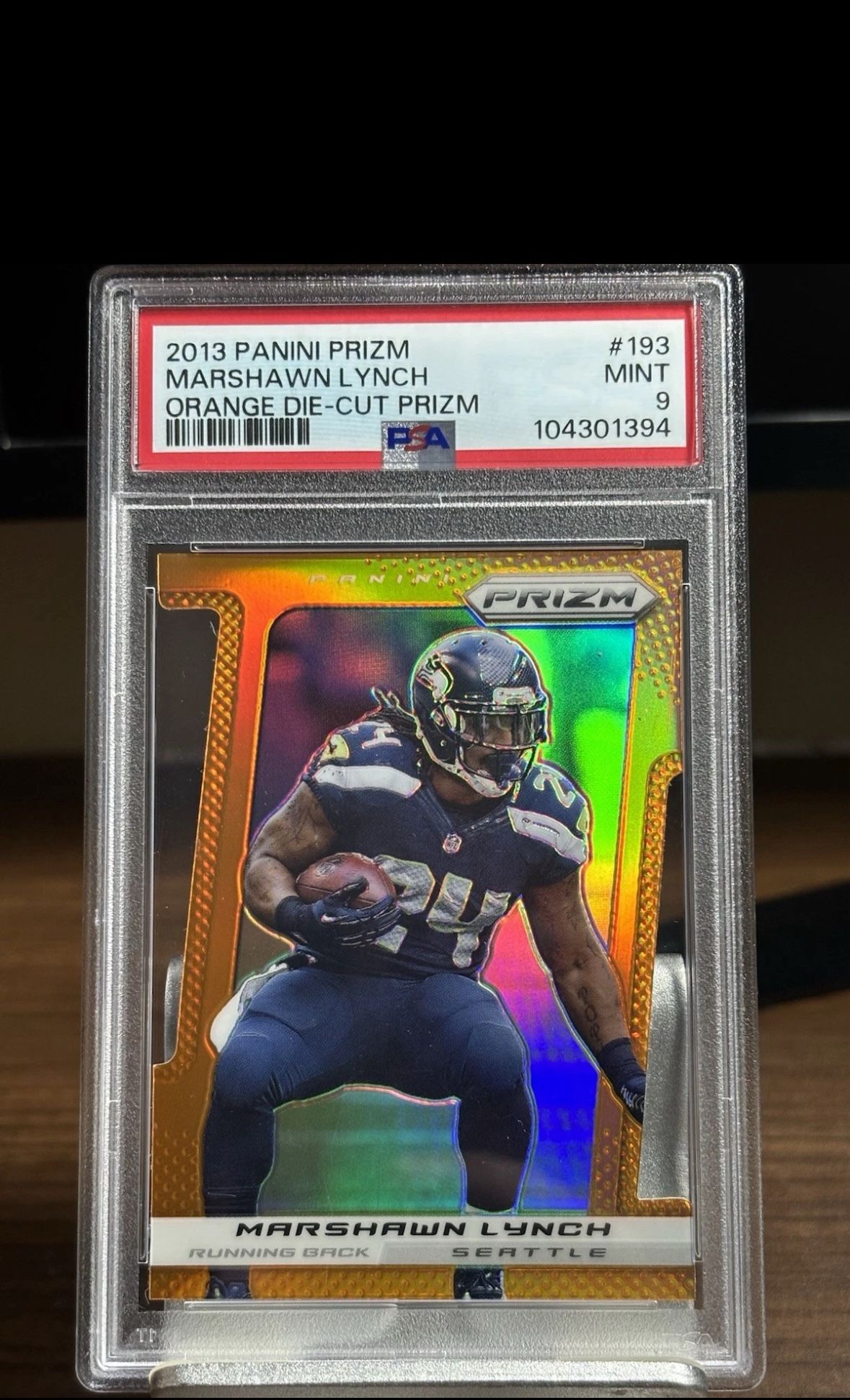 Marshawn Lynch 2013 Panini Prizm Orange /50 Seattle Seahawks SSP PSA 9