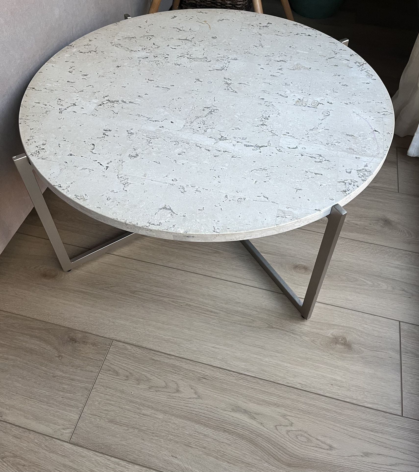 Stone Top Metal Leg Coffee Table