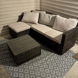 Outdoor Sofa Seat With Table And Glass Top