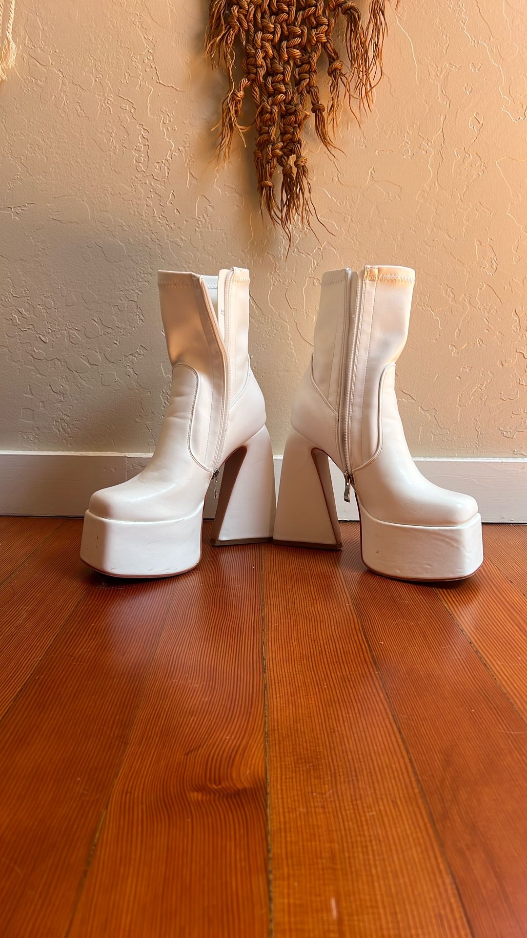 White Ankle Platform Boots