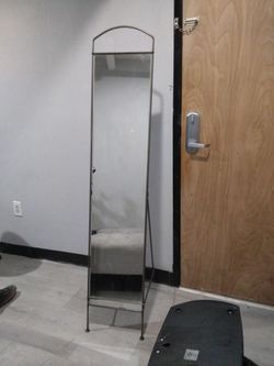 Standing full body length mirror w silver border/rim