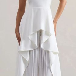 Women's XL Elegant Pleated Maxi Skirts Pants 2pcs Set