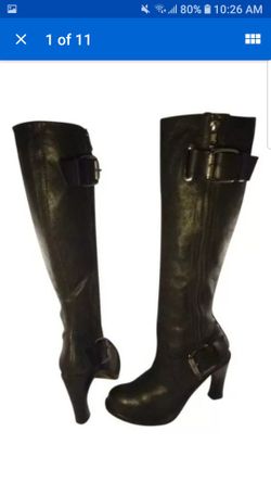 Stunning Vera wang lavender black leather sexy boots size 6 M
