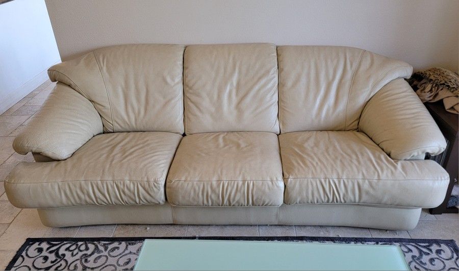 Faux Leather Couch Set Beige