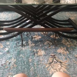 2 Wooden Shelves Withwrought Iron Sconces