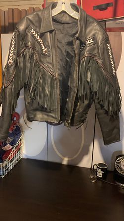 Leather Riding jacket With Liner And fringe