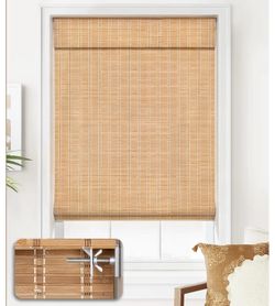 LazBlinds Bamboo Roman Shade 45” x 64” No Drill Window Blind
