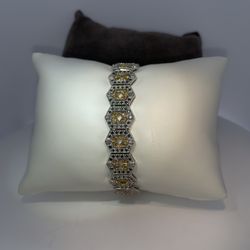 14K white gold lady’s Yellow and blue diamond fashion bracelet 