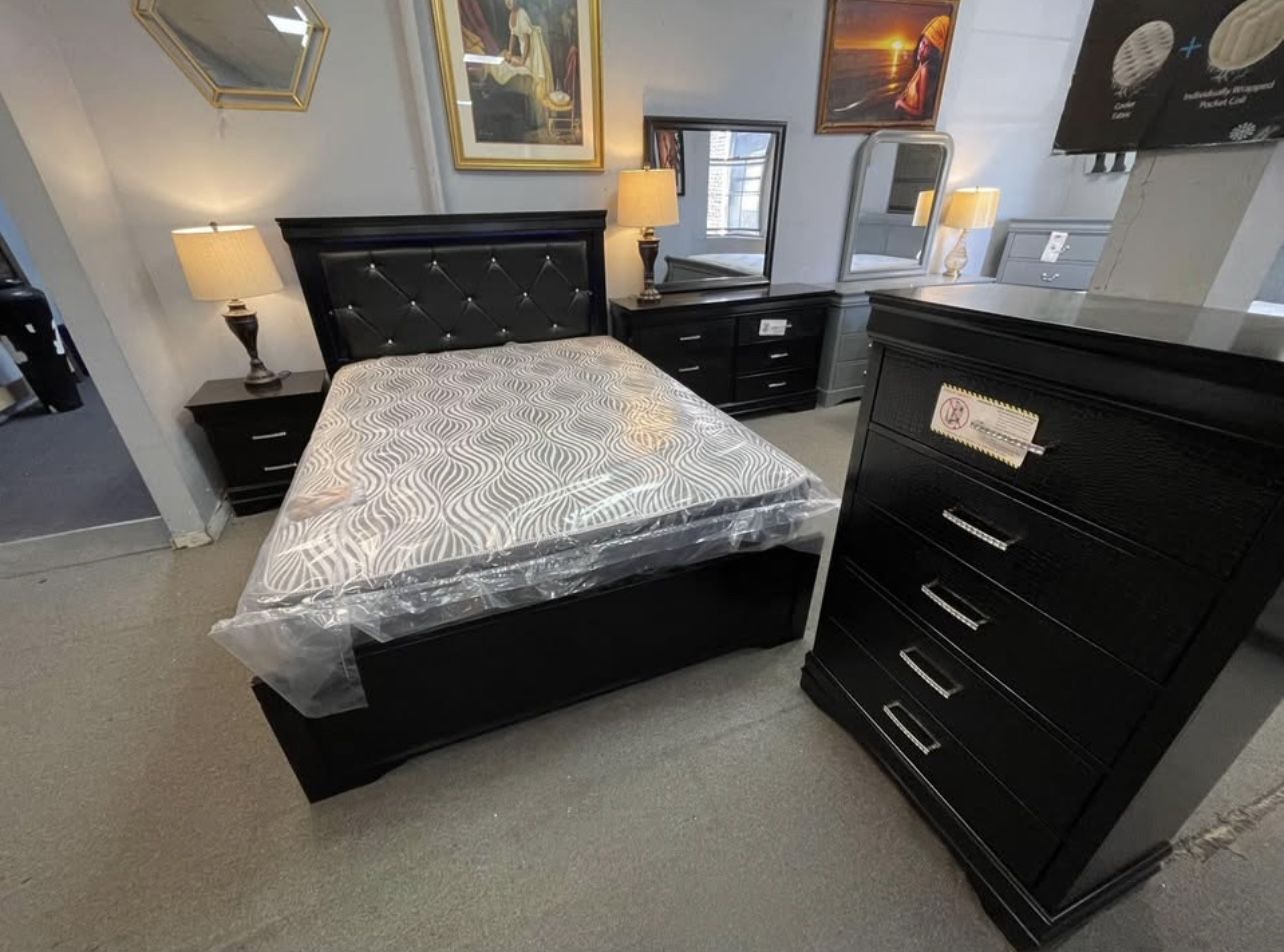 No One Beats Our Prices — Guaranteed Best Price Anywhere! Queen Or Full Bed, Dresser, Mirror, Chest & Night Stand Just $898! 