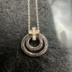 Sterling Silver 925 18 Inch Necklace And Pendant.diamond Accent