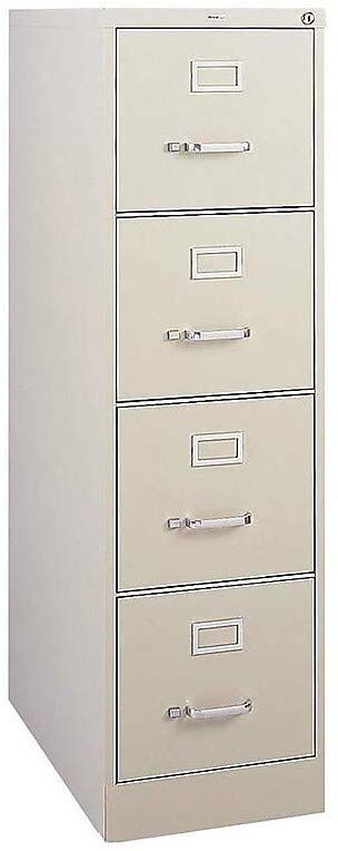 Staples 470383 4 Drawer Vertical File Cabinet Metal Putty Letter Size 26.5 inch D
