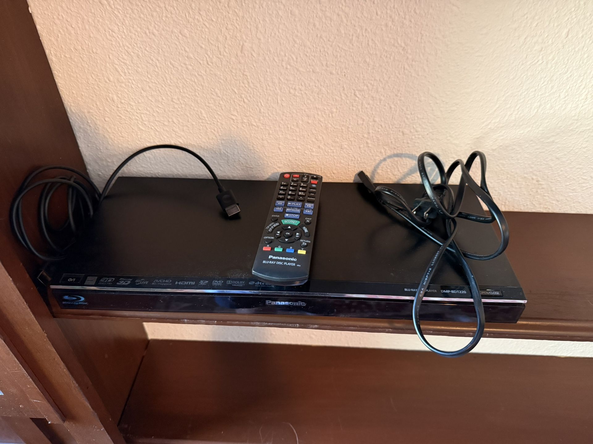 Panasonic DMP-BDT220 Bluetooth player. Still works great. Comes with remote and power cord. $15