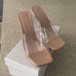 Clear Strap Heels Size 6W