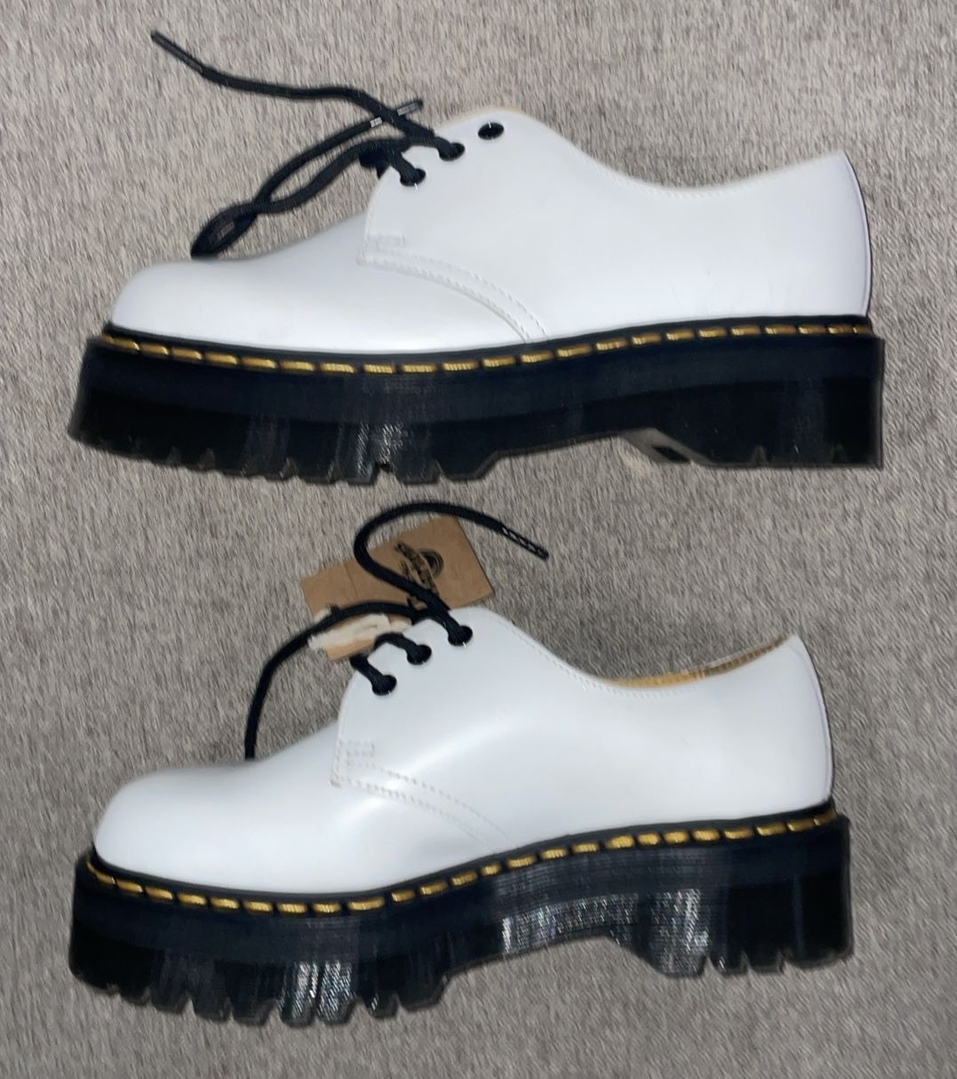 NEW Womens Size Martens 1461 Quad White Leather Platform