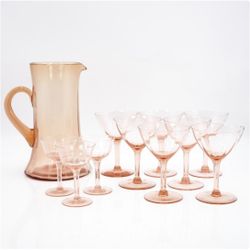 Holiday Ready! Vintage Fluted Pink Glassware Set