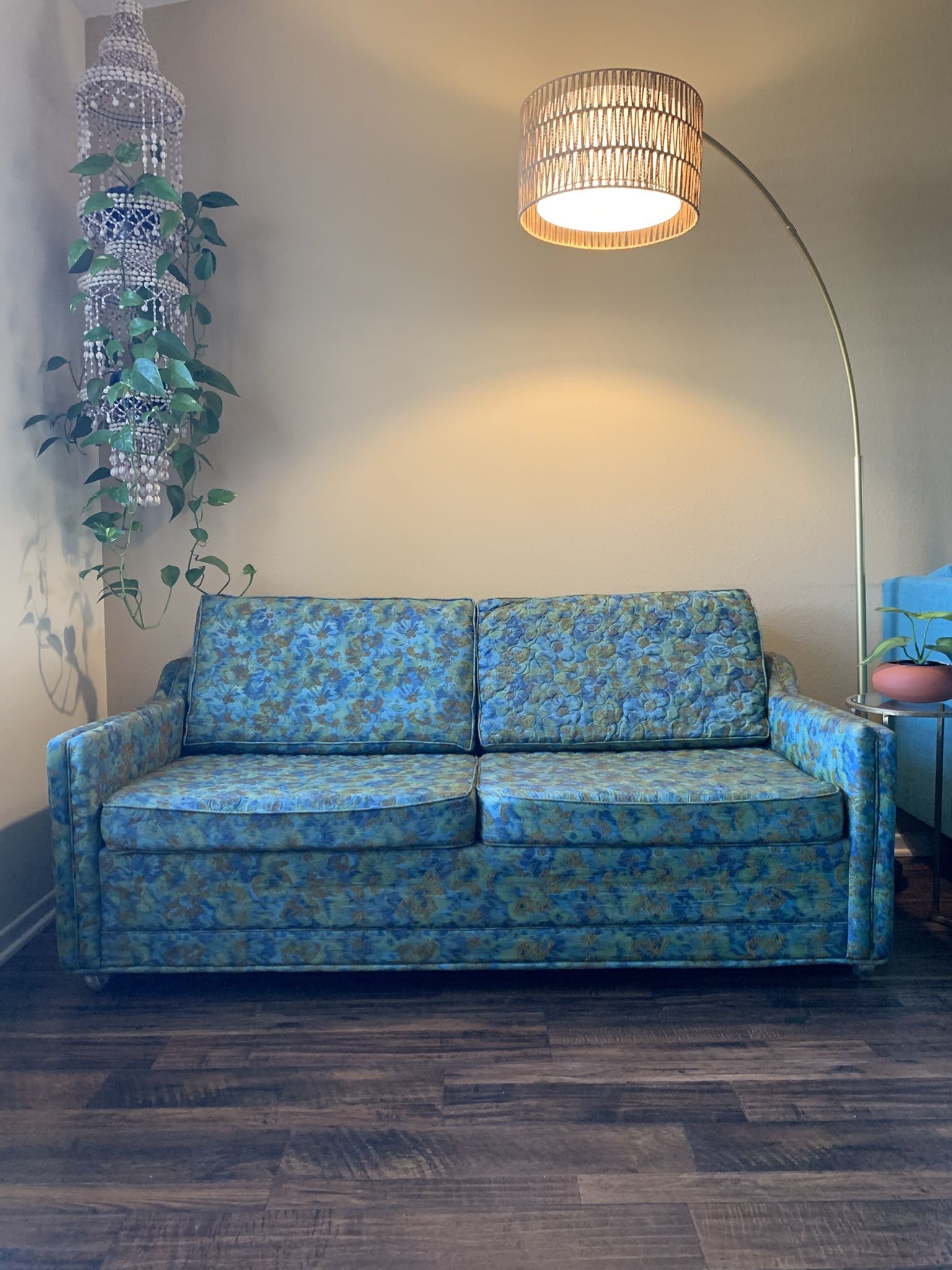 Sleeper Sofa Couch Pullout Loveseat Vintage Mid Century Modern MCM Vintage Retro Full Size Bed