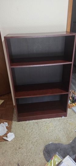 Dark-wood-finish 3 shelf bookcase