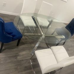 Glass Dining Table Set - 7 Piece Sits 6