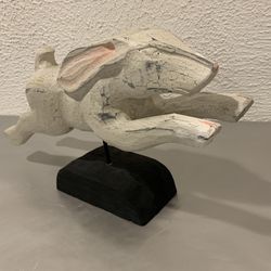  Vintage Carved Wooded  Sculpture, Figurine 10” Height And 16” Length On Pedestal Made in Philippine, if you see it here , it is available, local pick