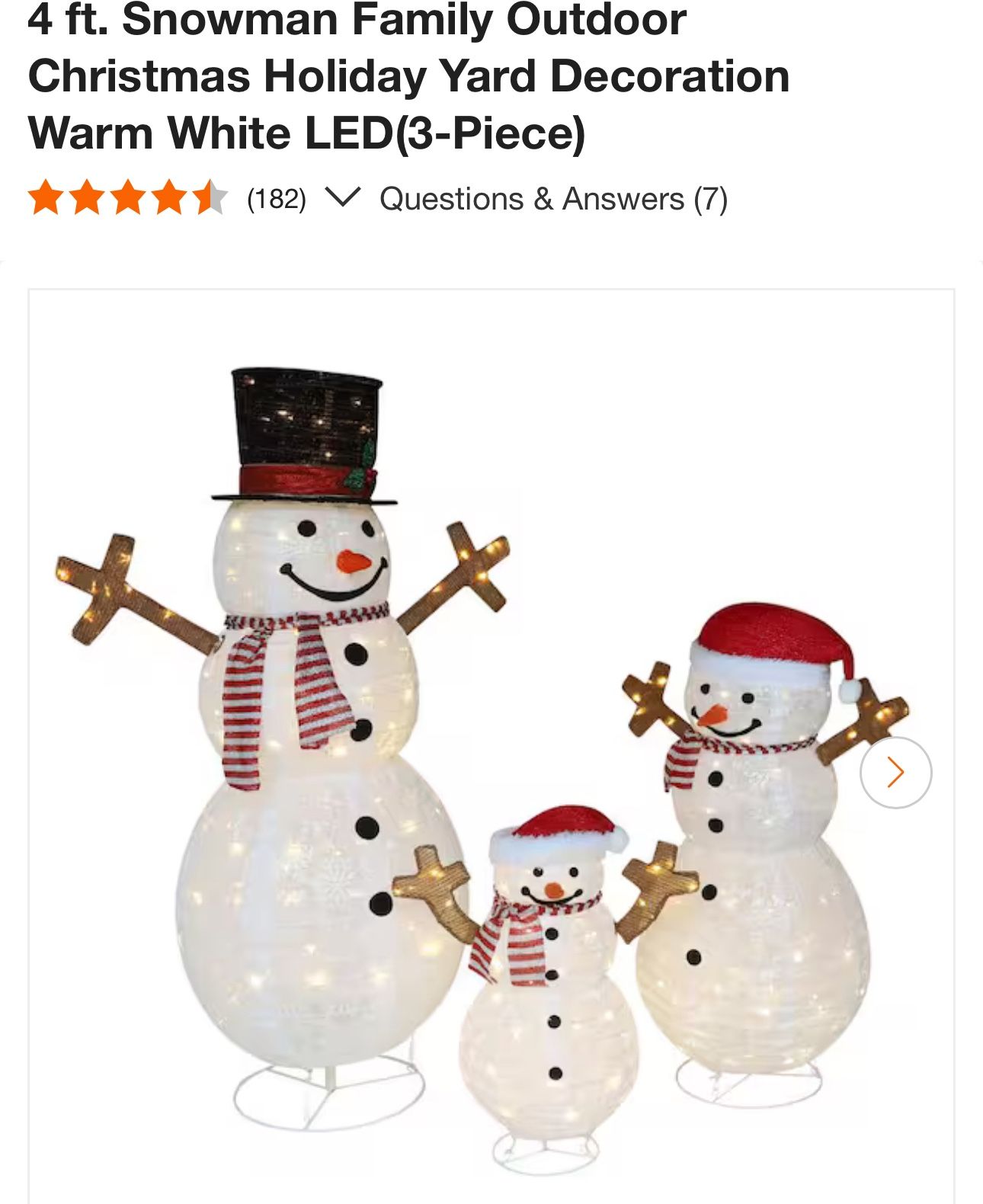 4 ft. Snowman Family Outdoor Christmas Holiday Yard Decoration Warm White LED(3-Piece)