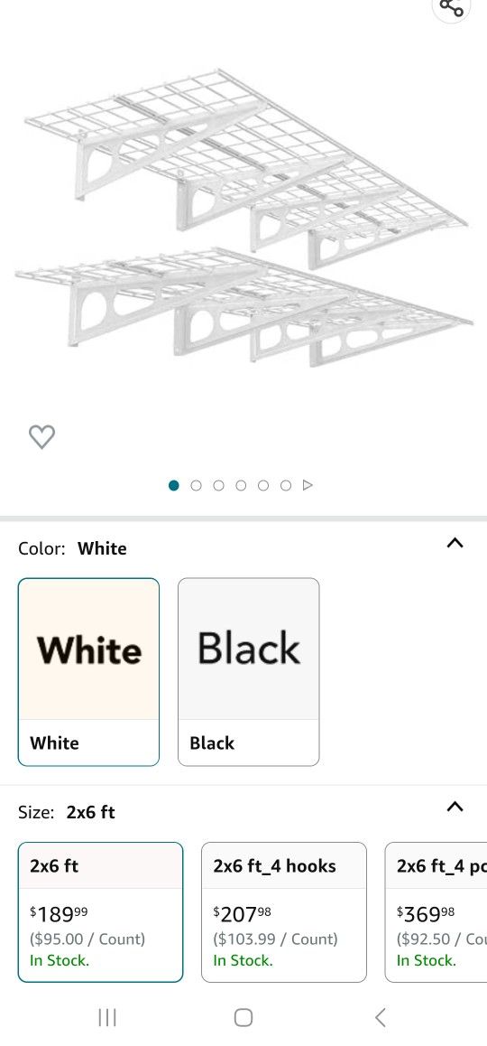 FLEXIMOUNTS 2-Pack 2x6ft 24-inch-by-72-inch Wall Shelf Garage Storage Rack Floating Shelves, White. Brand New.