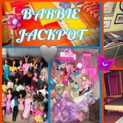 Barbie Dreamhouse, Barbie Dolls, Clothes & Accessories, Barbie Board Game, & Vintage Taperlite Leather Travel Suitcase 