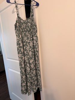 Green and white Floral Spaghetti Strap jumpsuit