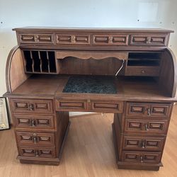 Antique Wood Desk With Light 