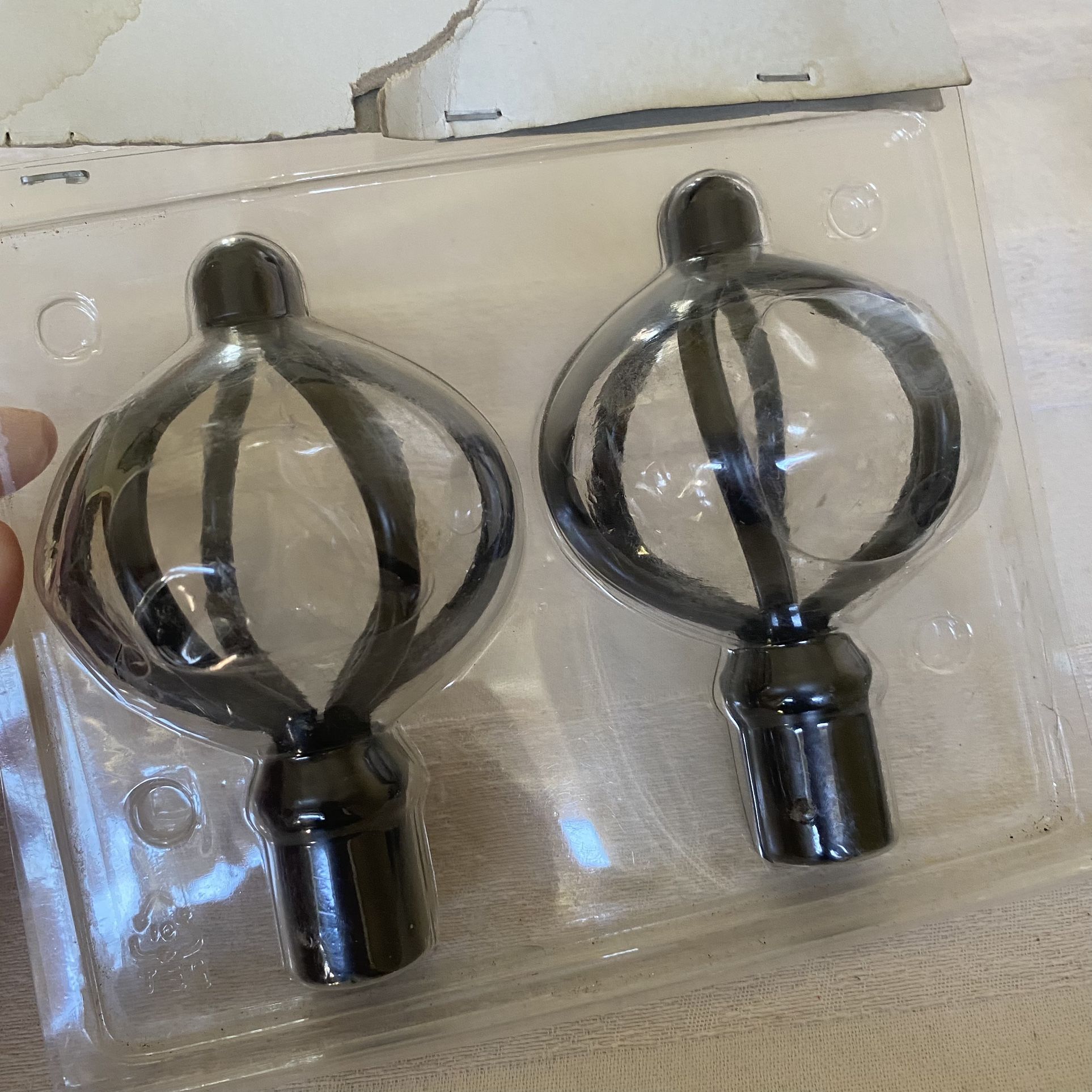 IKEA Index Krona Black Metal Curtain Rod Finials Cage Design Spiral for