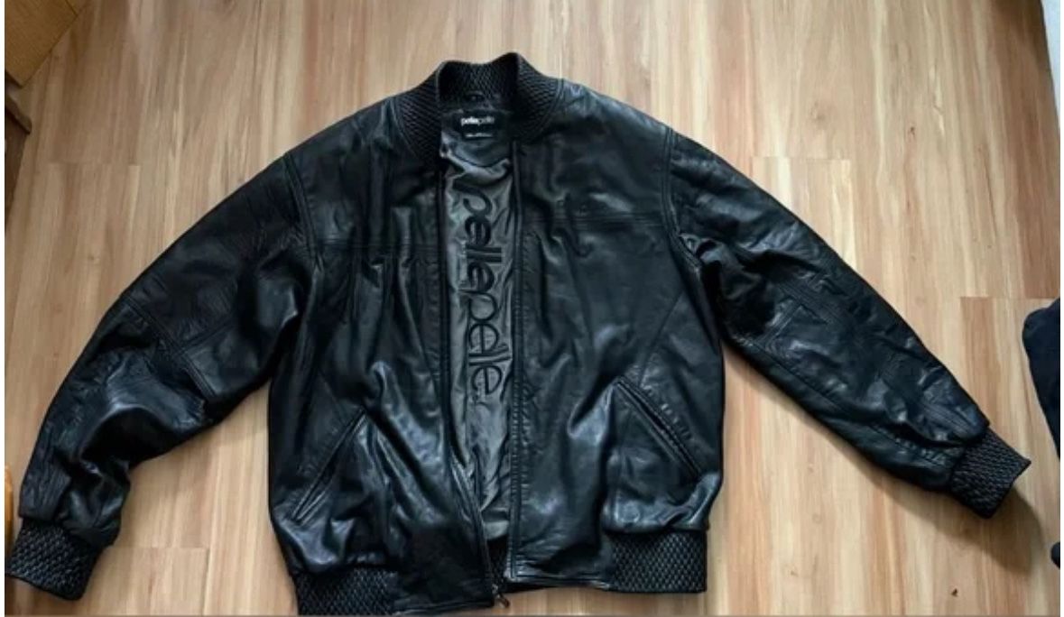 Pelle Pelle Quilted Black Leather Jacket - Size 48