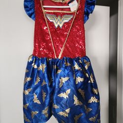 Girls Wonder Woman Sequin Dress Costume Size M