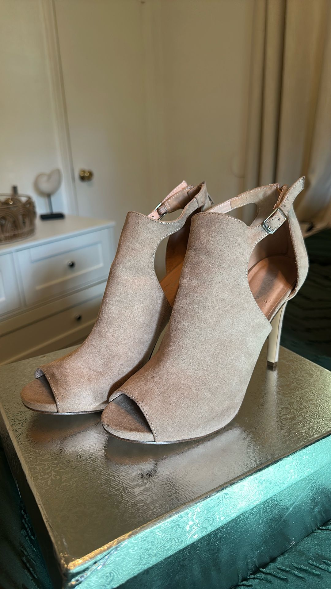 Suede Peep Toe Heel