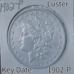 1902-P Morgan Silver Dollar; Choice MS, Clean Fields, Cartwheel, Full Feathering,