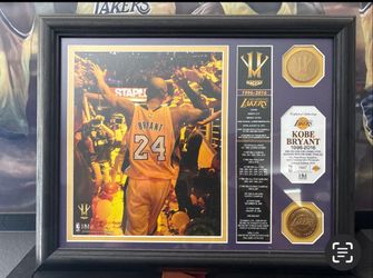 KOBE BRYANT Highland Mint 1996 To 2016 FRAMED PHOTO & 2 BRONZE MEDALLIONS 1447/2016