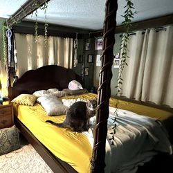 Beautiful Wooden Canopy Bed (California King)