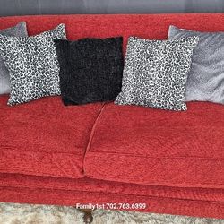 2 Piece RED SOFA SET AND CHAIR ONLY $99, BEIGE SOFA WITH CHAISE ONLY $49 FREE BRAND NEW MICROWAVE WITH SET FCFS!!!