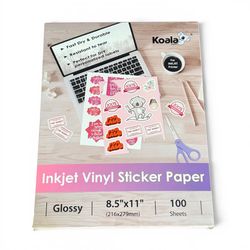 Koala Glossy Inkjet Vinyl Sticker Paper • 100 Sheets • NEW