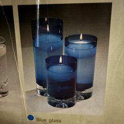 Set Of Blue Candle Holders