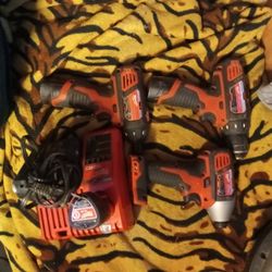 3 Milwaukee  Drills With Batteries An Charger 
