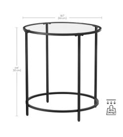 VASAGLE Round Side Glass Black Coffee Tables Modern Style Set of 2 - Black
