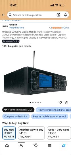 Uniden BCD996P2 Digital Mobile TrunkTracker