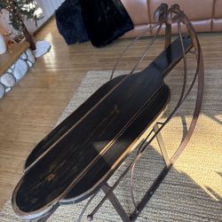  Vintage Iron And Wood Sleigh Table