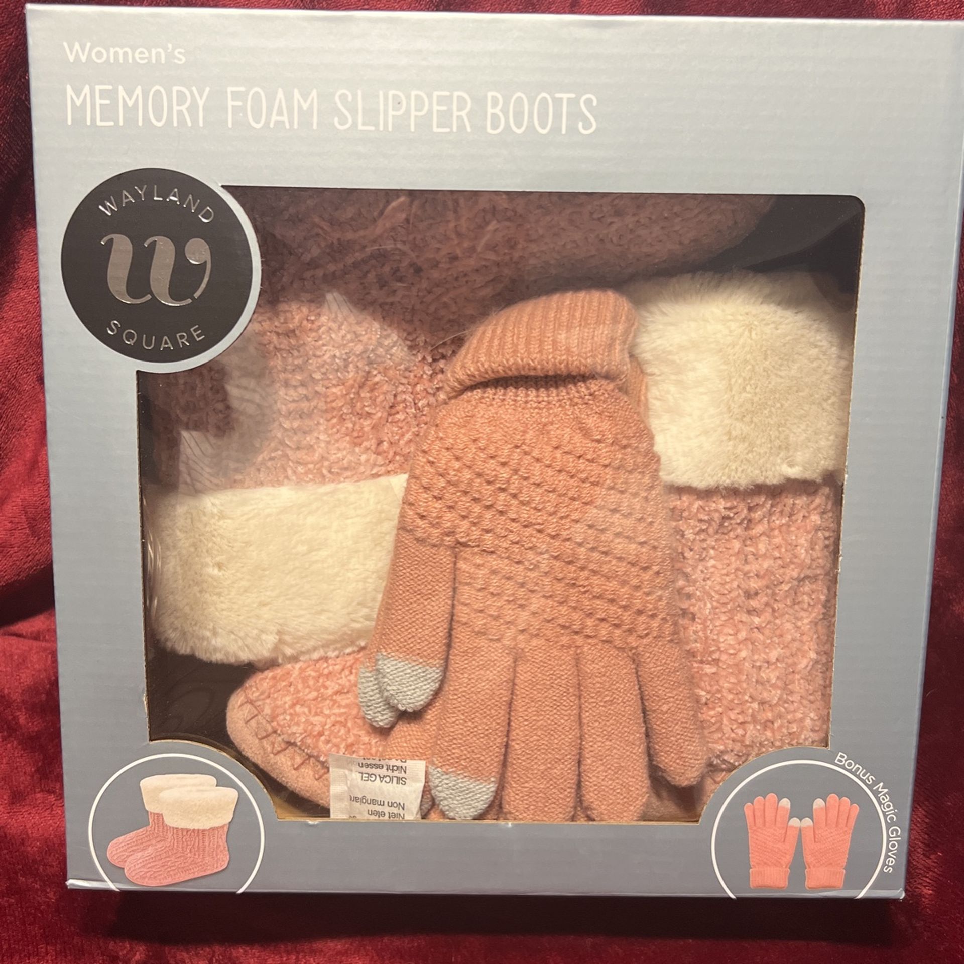 Wayland Square Women s Memory Foam Slipper Boots w Magic Gloves