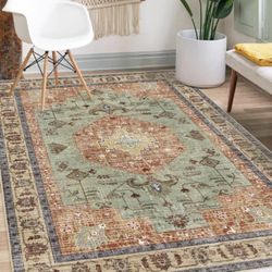 Area Rug Carpet Boho Oriental Vintage 5'×7