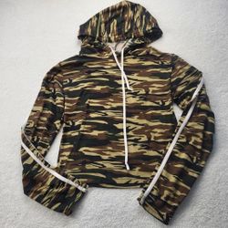 Roma Concept Crop Top Hoodie Long Sleeves Camo Women's Size XL