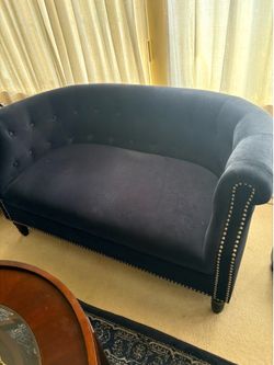 Navy blue settee and chair