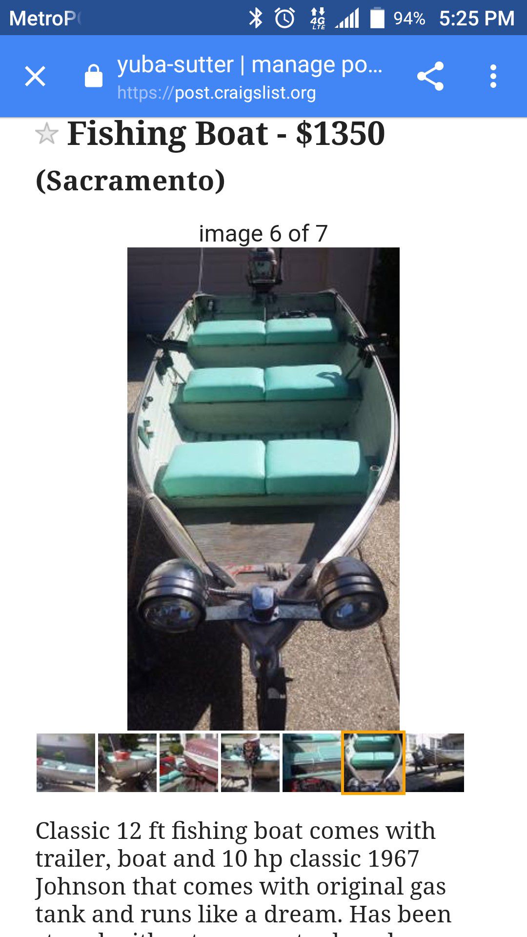 12ft aluminum fishing boat and trailer