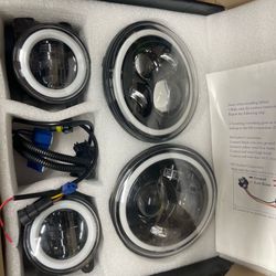 Headlights and fog lights led with Drl halos white /amber