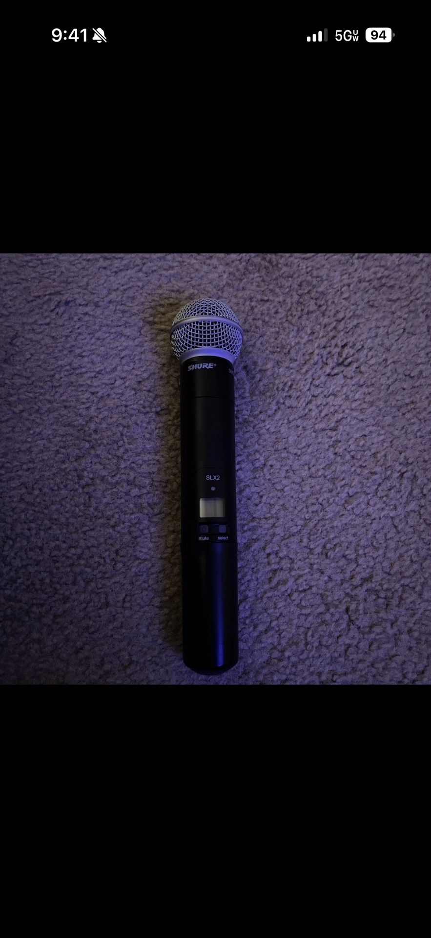 SHURE SM58 SLX2-J3 Wireless Handheld Microphone 572-596MHz Powers On / See Pics