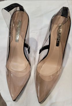 New Clear PVC Pointed-Toe Heels with Black Trim
